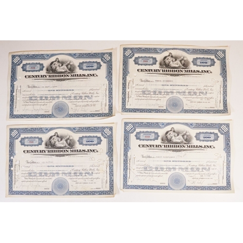 318 - A collection of twenty Century Ribbon Mills share certificates dating 1946 to 1951.