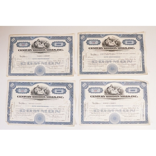318 - A collection of twenty Century Ribbon Mills share certificates dating 1946 to 1951.