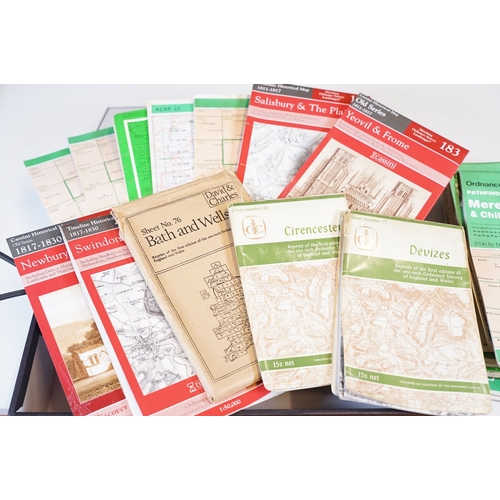 445 - A collection of early to mid 20th century Ordnance Survey maps to include cloth examples, contained ... 