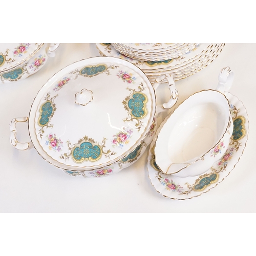 69 - Royal Albert 'Berkeley' part dinner service set to include six dinner plates, six dessert plates, si... 