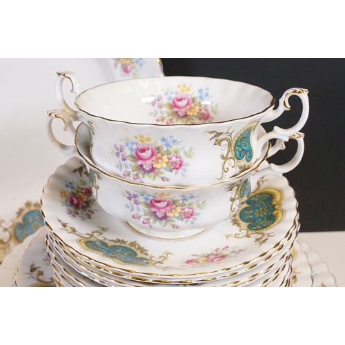 69 - Royal Albert 'Berkeley' part dinner service set to include six dinner plates, six dessert plates, si... 