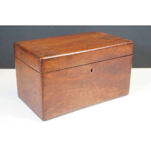 87 - Victorian mahogany desk top collectors chest, the hinged lid enclosing a lift-out tray lined with bl... 