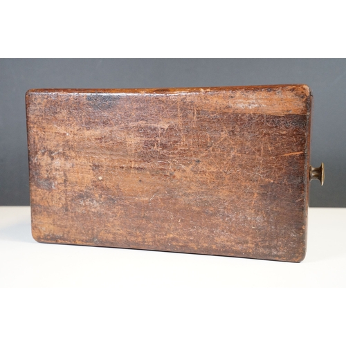 87 - Victorian mahogany desk top collectors chest, the hinged lid enclosing a lift-out tray lined with bl... 