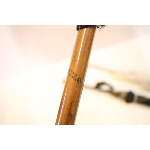 335 - Victorian parasol, with carved ebonised handle and black silk canopy, a Victorian parasol with carve... 