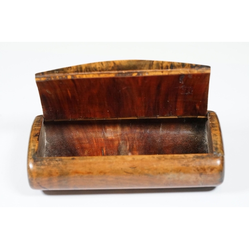 19th century burr walnut snuff box, detailed with a small Mother of ...
