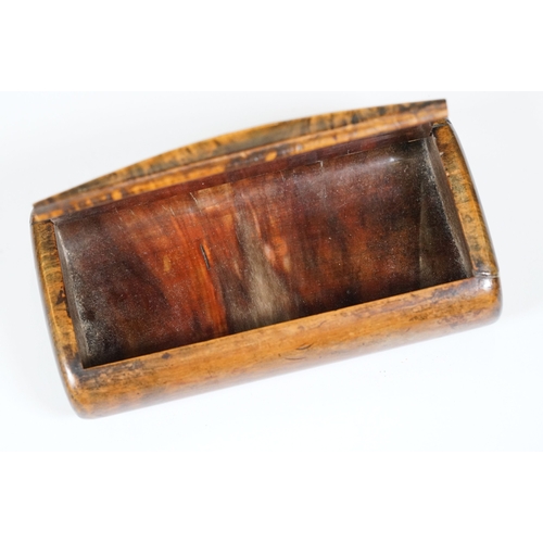 19th century burr walnut snuff box, detailed with a small Mother of ...