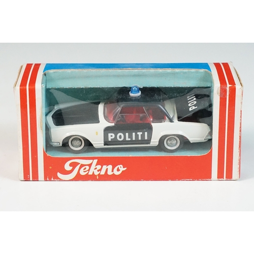 1406 - Boxed Tekno 928 Mercedes 280 'Politi' Police Car diecast model with blue light to roof, diecast ex, ... 