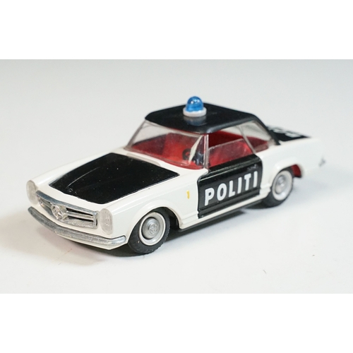 1406 - Boxed Tekno 928 Mercedes 280 'Politi' Police Car diecast model with blue light to roof, diecast ex, ... 