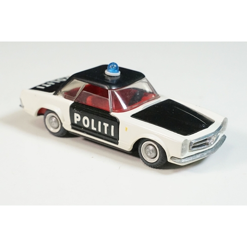 1406 - Boxed Tekno 928 Mercedes 280 'Politi' Police Car diecast model with blue light to roof, diecast ex, ... 
