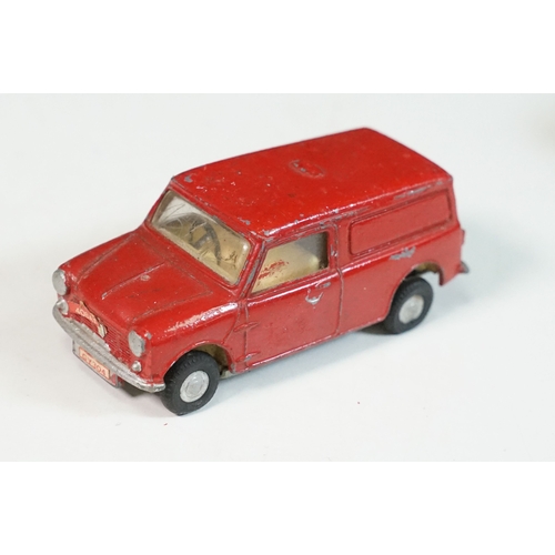 1408 - Five play worn Triang Spot On diecast models to include Zodiac, Morris Mini Van, LWB and Rover, Aust... 
