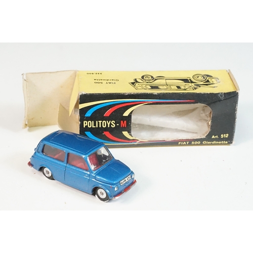 1410 - Two Politoys diecast models to include 523 Alfa Romeo Giulia TI and 512 Fiat 500 Giardinetta, diecas... 
