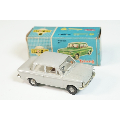 1412 - Three boxed Triang Spot On diecast models to include 193 NSU Prinz 4 (very loose chassis from body),... 