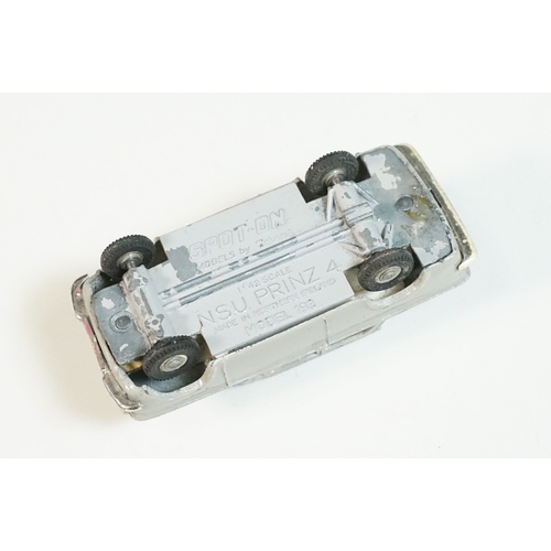 1412 - Three boxed Triang Spot On diecast models to include 193 NSU Prinz 4 (very loose chassis from body),... 