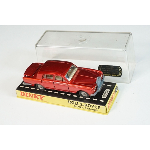 1414 - Three cased Dinky diecast models to include 158 Rolls Royce Silver Shadow in metallic red, 163 Volks... 
