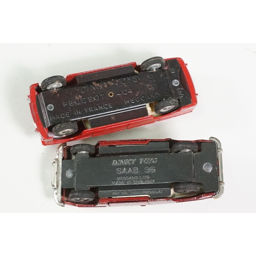 1417 - Two boxed Dinky diecast models to include French 536 404 Peugeot in red, with plastic trailer and pa... 