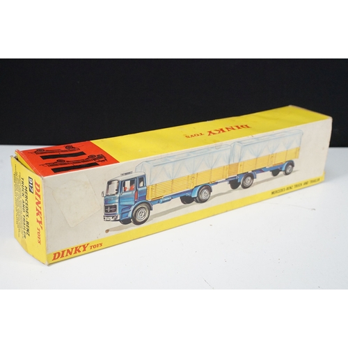 1418 - Four boxed Dinky commercial diecast models to include 917 Mercedes Benz Truck and Trailer (with inne... 