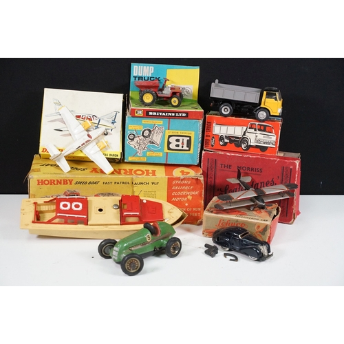 1421 - Seven boxed diecast / plastic / tin plate models to include Britains 9670 Dump Truck, The Morriss Sc... 
