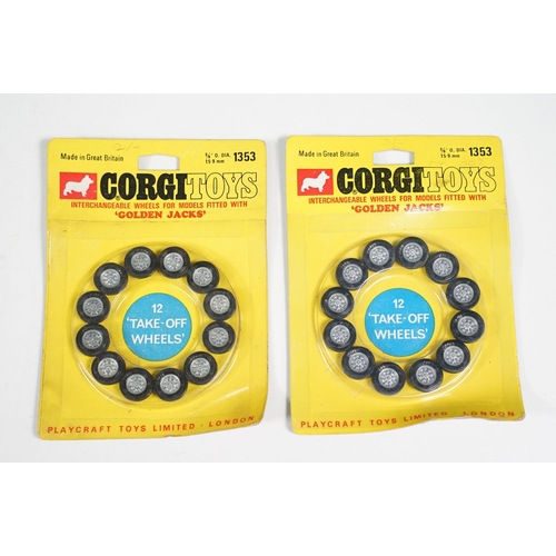 1386 - 20 Carded Corgi 1353 Golden Jacks 12 Take off Wheels sets, all complete and unopened, showing card b... 