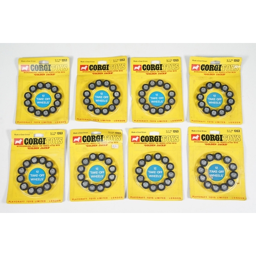 1386 - 20 Carded Corgi 1353 Golden Jacks 12 Take off Wheels sets, all complete and unopened, showing card b... 