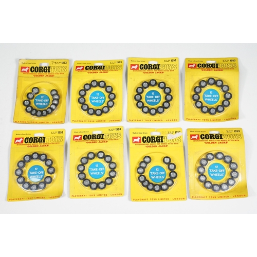 1386 - 20 Carded Corgi 1353 Golden Jacks 12 Take off Wheels sets, all complete and unopened, showing card b... 