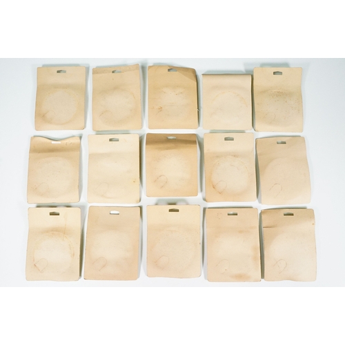 1392 - 15 Carded Corgi 1354 Golden Jacks Take off Wheel sets, all complete and unopened, showing card bend ... 