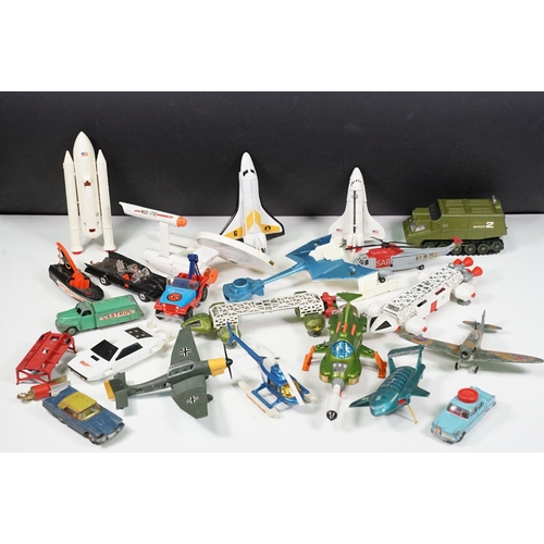 1425 - 20 Mid 20th C playworn diecast models to include mainly TV / Film related examples featuring Corgi a... 