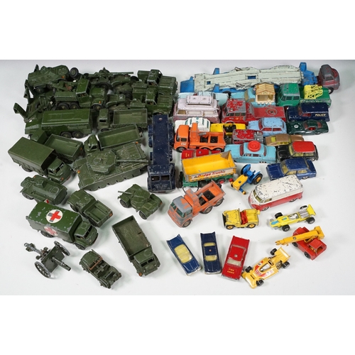 1434 - Around 50 Mid 20th C onwards playworn diecast models to include Dinky, Corgi, Husky and Matchbox exa... 