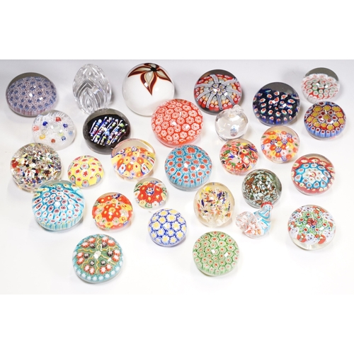 Collection of assorted glass paperweights to include millefiore ...