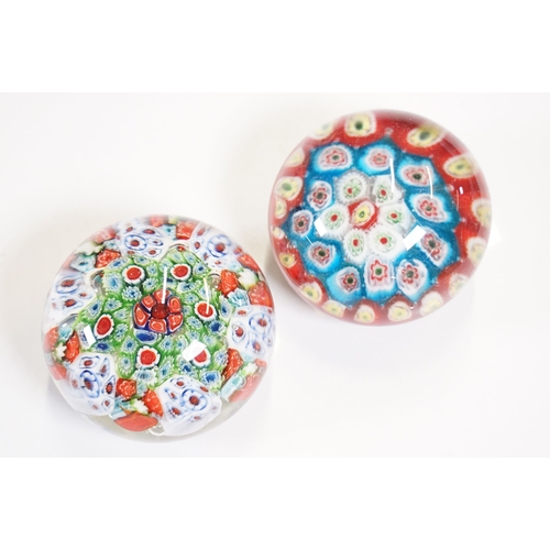 Collection of assorted glass paperweights to include millefiore ...