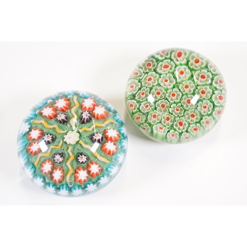 Collection of assorted glass paperweights to include millefiore ...