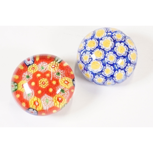 Collection of assorted glass paperweights to include millefiore ...
