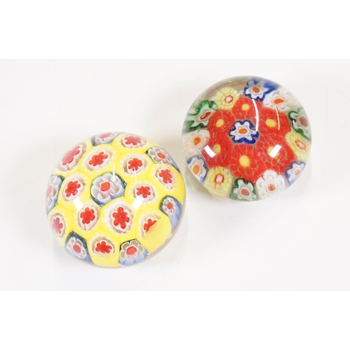 Collection of assorted glass paperweights to include millefiore ...