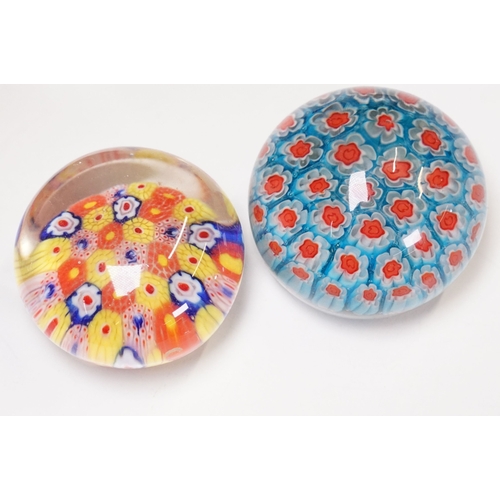 Collection of assorted glass paperweights to include millefiore ...