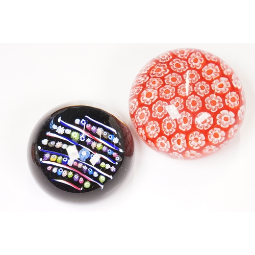 Collection of assorted glass paperweights to include millefiore ...