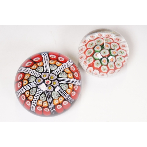 Collection of assorted glass paperweights to include millefiore ...