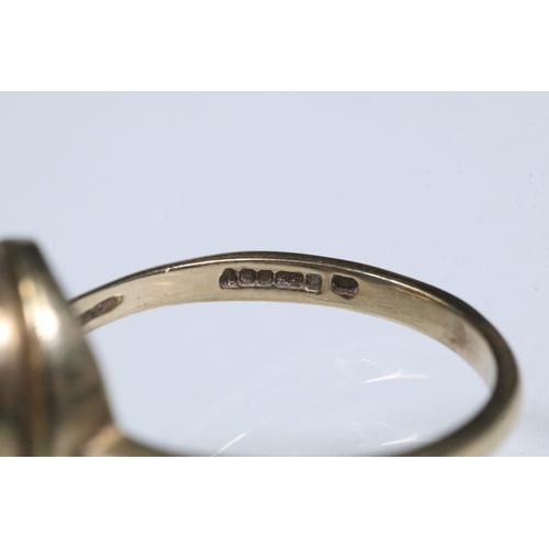 53 - 9ct gold and turquoise coloured stone ring being set with an oval cabochon. Hallmarked Sheffield 199... 