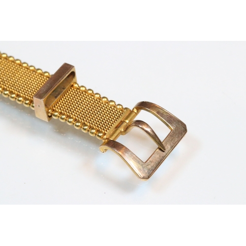 7 - 19th Century Victorian 9ct gold mesh bracelet in the form of a belt with buckle clasp and three buck... 