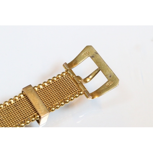7 - 19th Century Victorian 9ct gold mesh bracelet in the form of a belt with buckle clasp and three buck... 