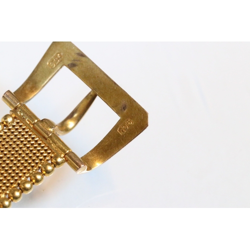 7 - 19th Century Victorian 9ct gold mesh bracelet in the form of a belt with buckle clasp and three buck... 
