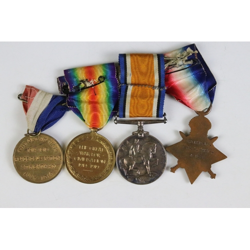 433 - A British World War One / WW1 full size medal trio to include Victory medal, British War medal and t... 