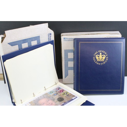 419 - A collection of Westminster Mint Queen Elizabeth II 2002 Golden Jubilee coin covers within two origi... 
