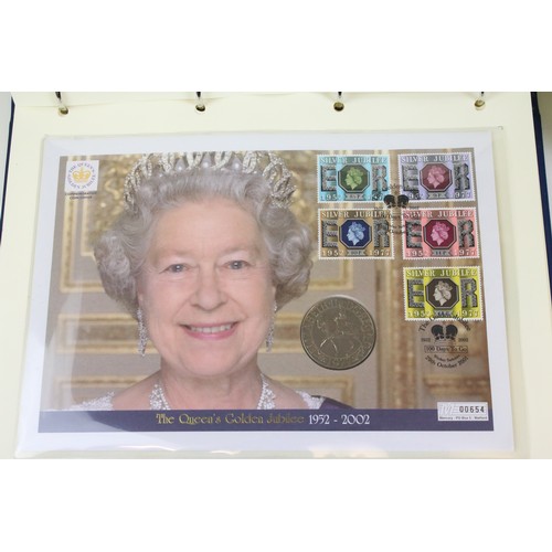 419 - A collection of Westminster Mint Queen Elizabeth II 2002 Golden Jubilee coin covers within two origi... 
