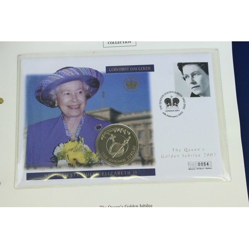 419 - A collection of Westminster Mint Queen Elizabeth II 2002 Golden Jubilee coin covers within two origi... 