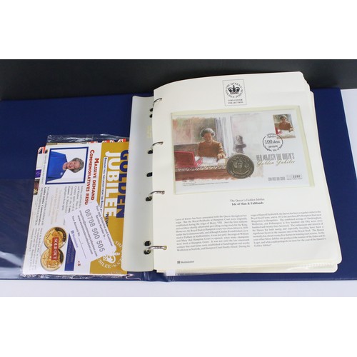 419 - A collection of Westminster Mint Queen Elizabeth II 2002 Golden Jubilee coin covers within two origi... 