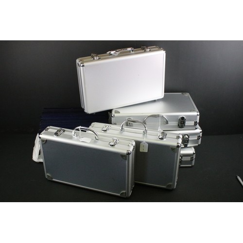 429 - A large collection of aluminum coin collectors cases and a quantity of coin trays.