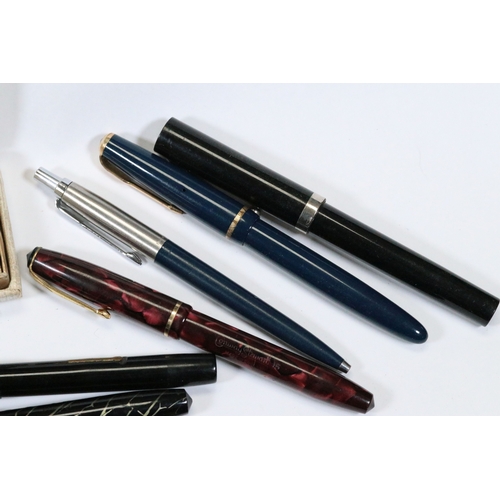 Selection of ballpoint and fountain pens to include Parker and Sheaffer ...
