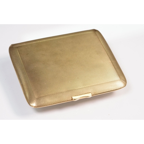 12 - Art Deco 9ct gold compact, together with a 9ct gold cigarette case. The compact of octagonal form wi... 