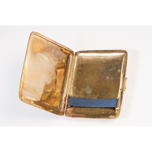 12 - Art Deco 9ct gold compact, together with a 9ct gold cigarette case. The compact of octagonal form wi... 