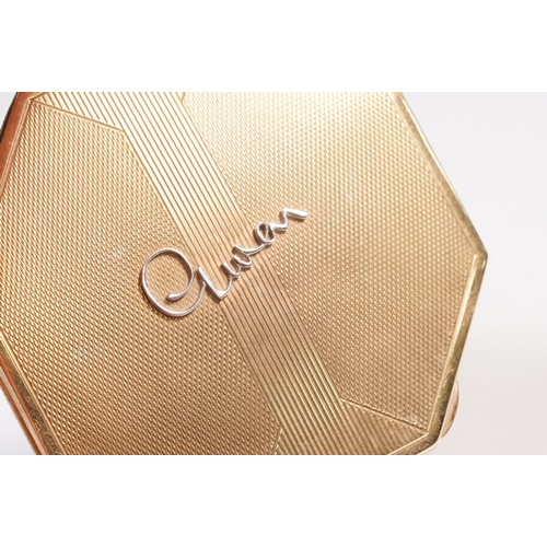 12 - Art Deco 9ct gold compact, together with a 9ct gold cigarette case. The compact of octagonal form wi... 