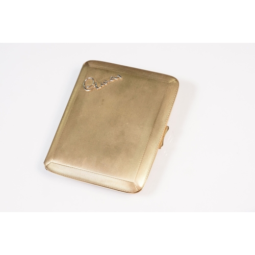 12 - Art Deco 9ct gold compact, together with a 9ct gold cigarette case. The compact of octagonal form wi... 